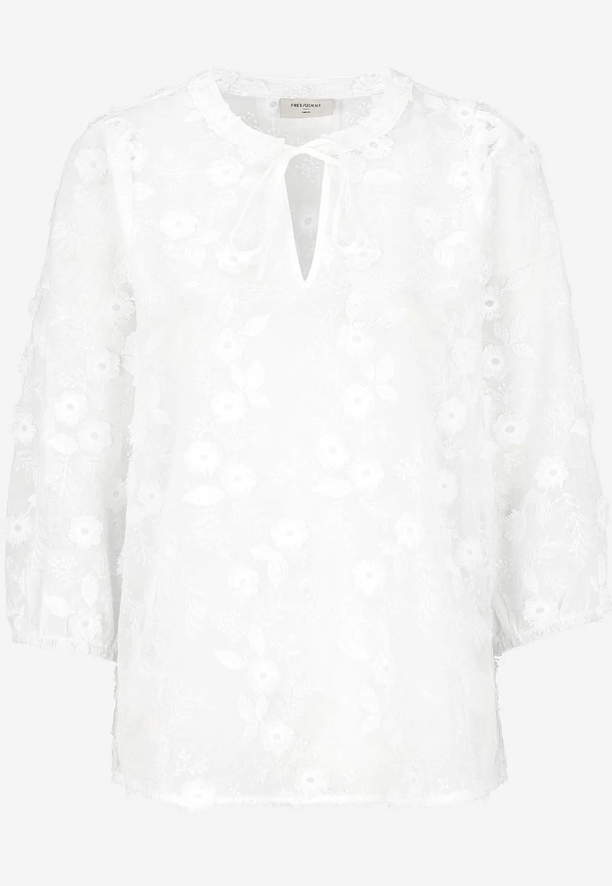 Freequent Vävd blus med brodyr Offwhite Best