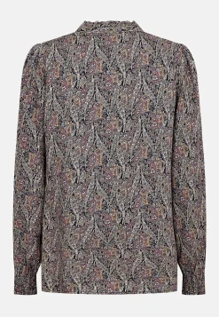 Soyaconcept Vävd blus med knappar Marin / Mönstrad Sale