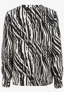 Cellbes of Sweden Vävd blus med knappar Svart / Beige / Mönstrad Outlet