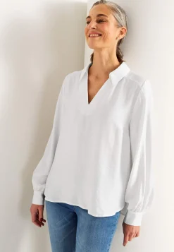 Cellbes of Sweden Vävd blus med vida ärmar Vit Discount