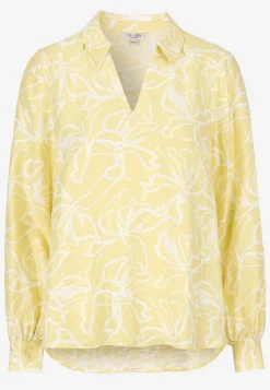 Cellbes of Sweden Vävd blus med vida ärmar Ljusgul / Mönstrad Hot