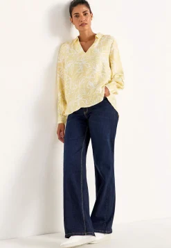 Cellbes of Sweden Vävd blus med vida ärmar Ljusgul / Mönstrad Hot