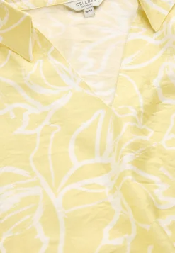 Cellbes of Sweden Vävd blus med vida ärmar Ljusgul / Mönstrad Hot