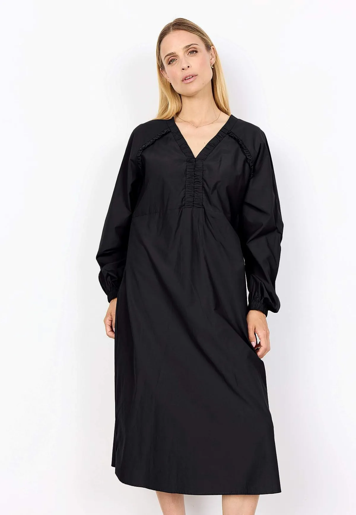 Soyaconcept Vävd klänning i poplin Svart Best