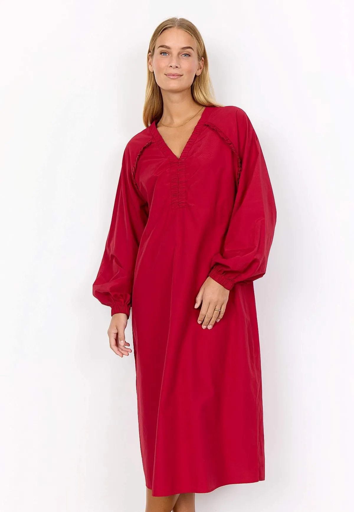 Soyaconcept Vävd klänning i poplin Röd Online