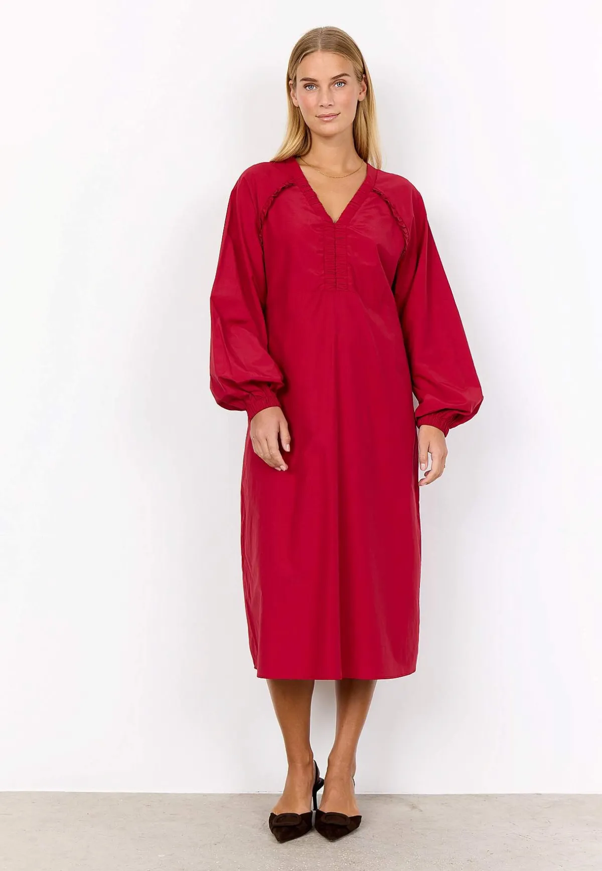 Soyaconcept Vävd klänning i poplin Röd Online