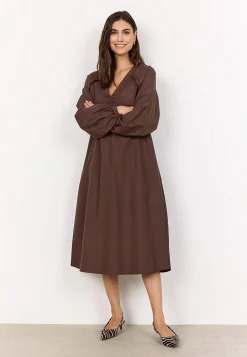 Soyaconcept Vävd klänning i poplin Brun Discount