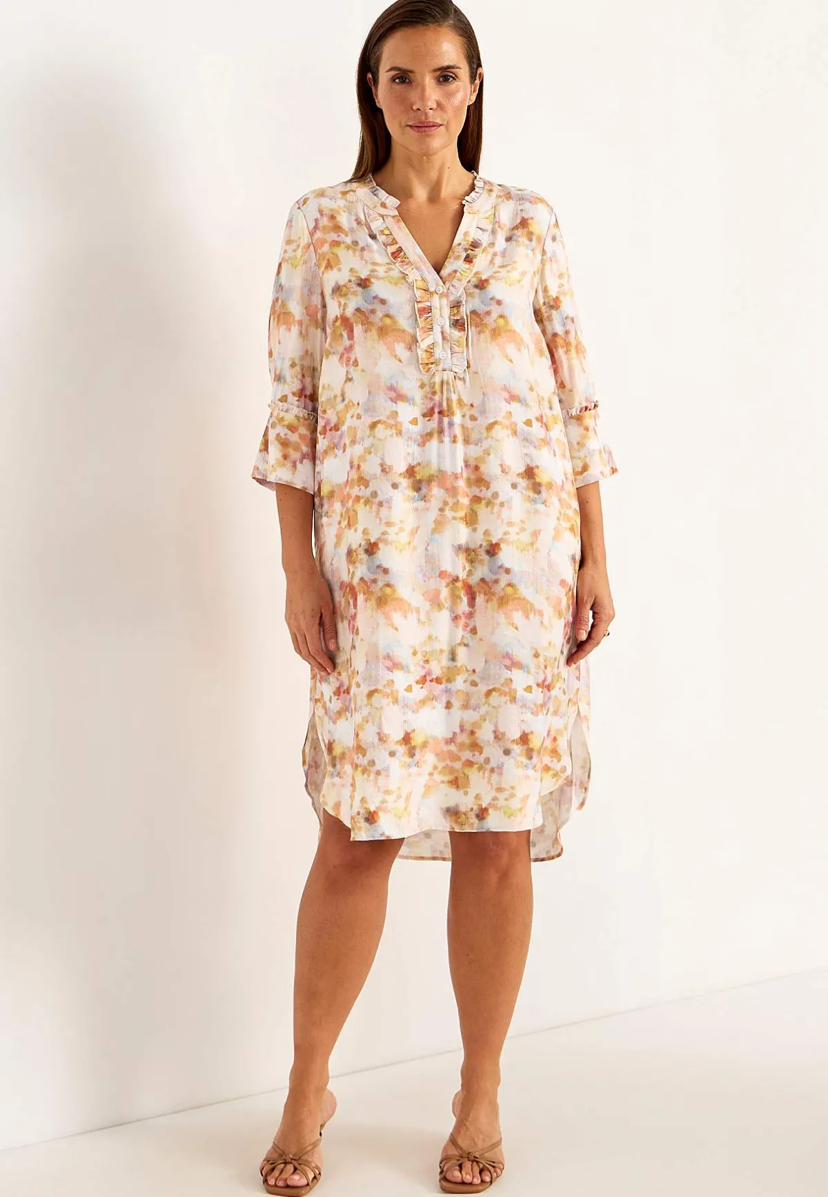 Cellbes of Sweden Vävd klänning med fickor Orange / Mönstrad Sale