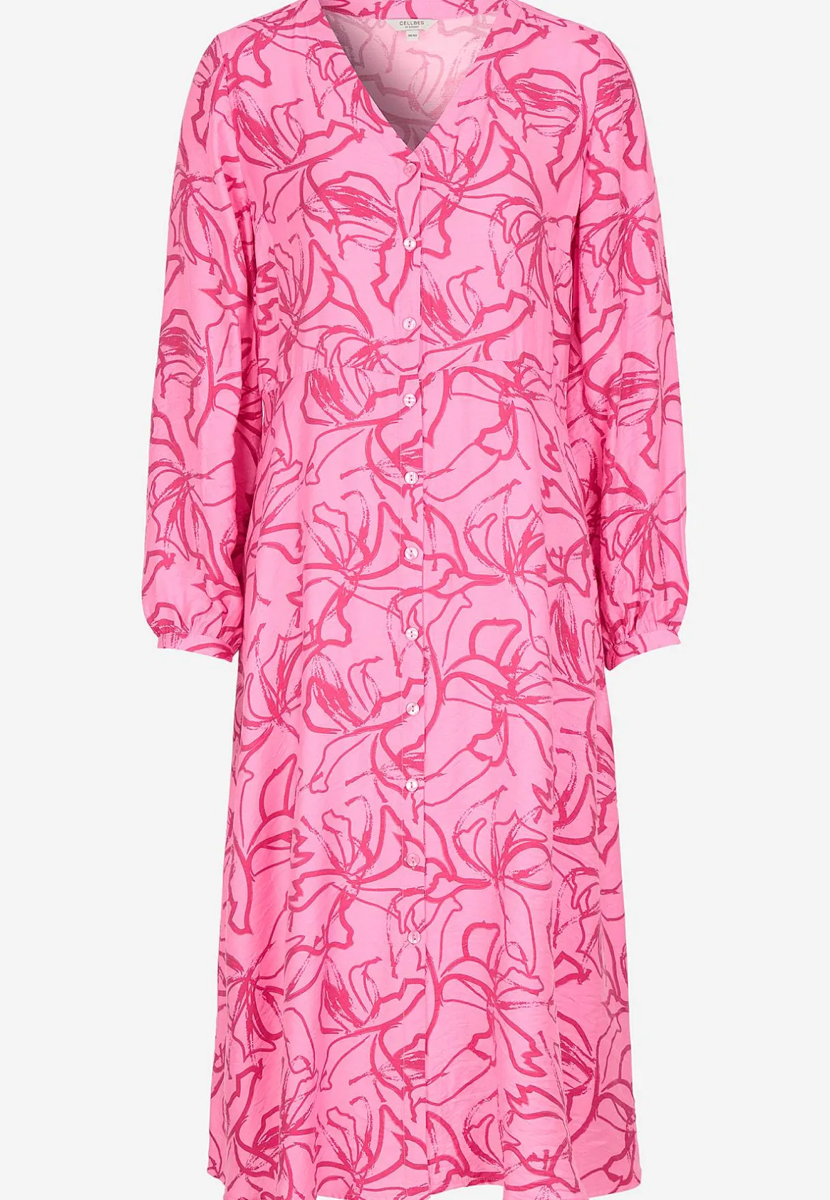 Cellbes of Sweden Vävd klänning med knappar Rosa / Mönstrad Clearance
