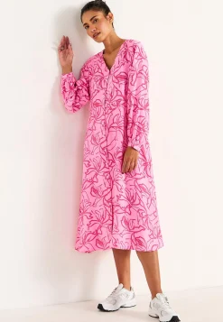 Cellbes of Sweden Vävd klänning med knappar Rosa / Mönstrad Clearance