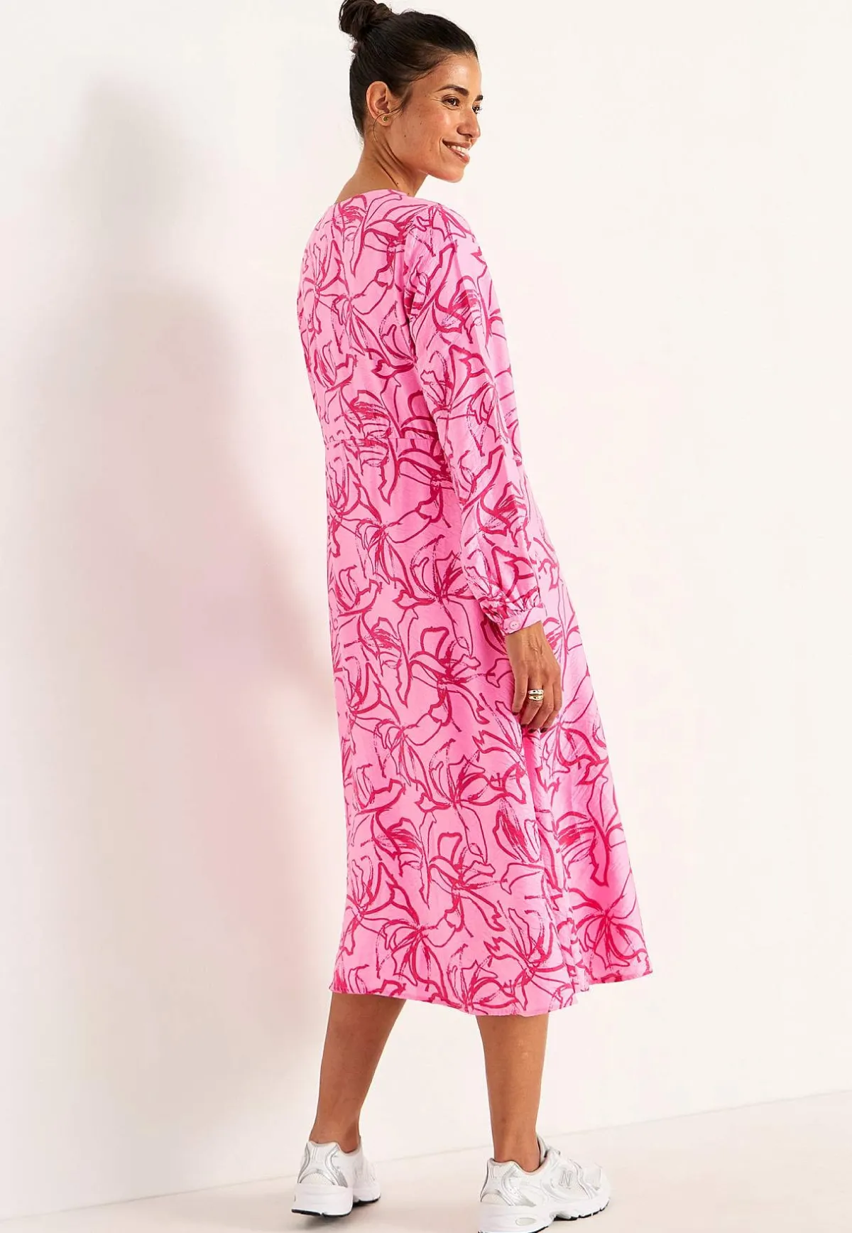 Cellbes of Sweden Vävd klänning med knappar Rosa / Mönstrad Clearance