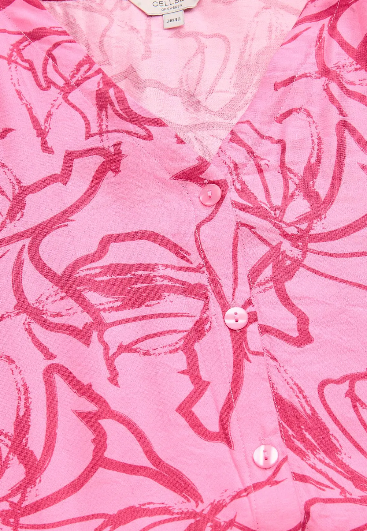Cellbes of Sweden Vävd klänning med knappar Rosa / Mönstrad Clearance