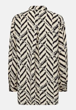 Soyaconcept Vävd långskjorta Ljusbeige / Svart Discount