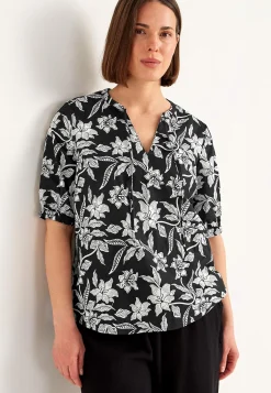 Cellbes of Sweden Vävd, mönstrad blus Svart / Blommig Sale