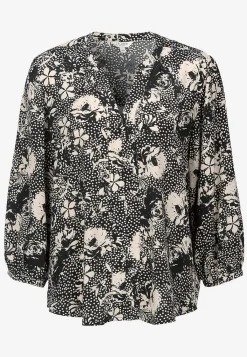 Cellbes of Sweden Vävd, mönstrad blus Svart / Beige / Mönstrad Online