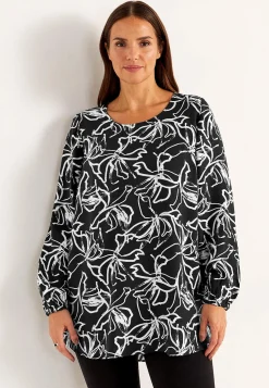 Cellbes of Sweden Vävd, mönstrad tunika Svart / Mönstrad