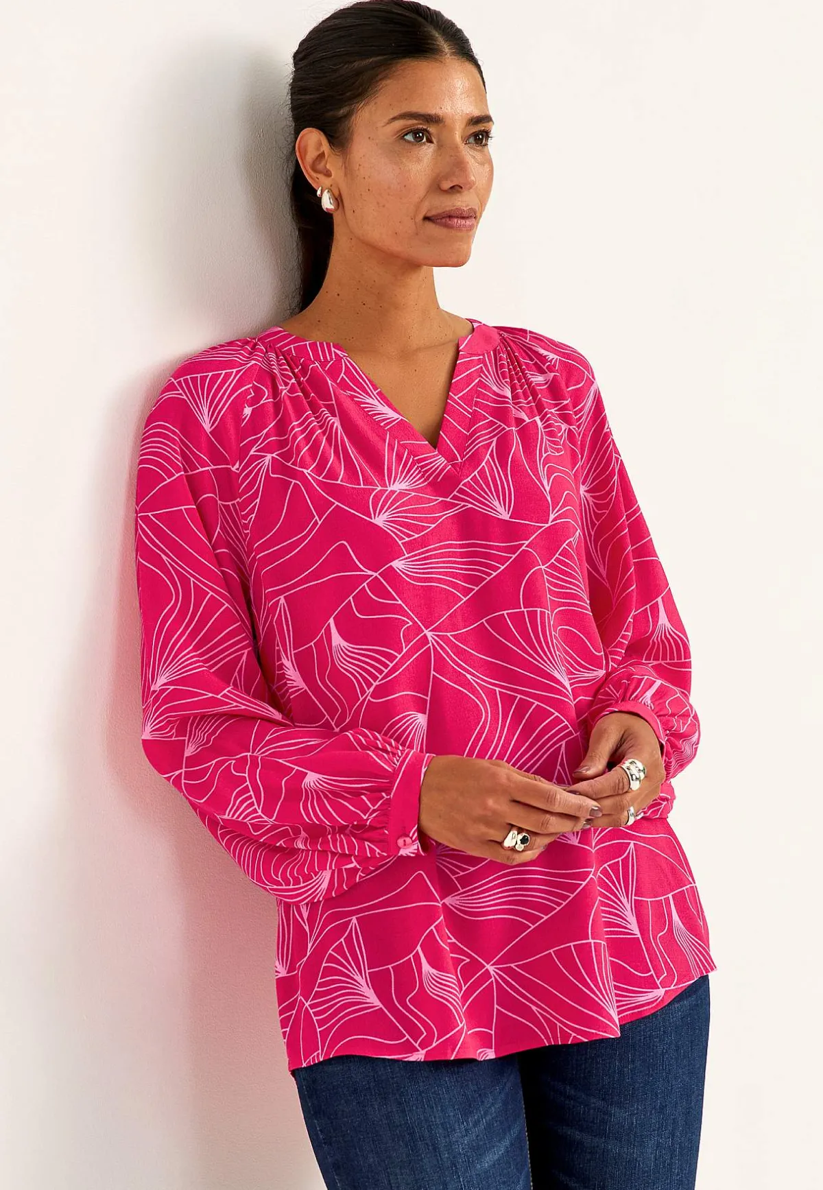 Cellbes of Sweden Vävd, mönstrad tunika Cerise / Mönstrad Discount