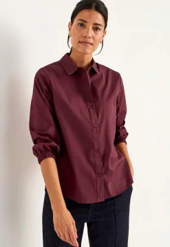 Cellbes of Sweden Vävd poplinskjorta Vinröd Hot