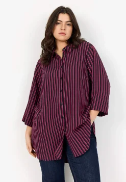 Wasabiconcept Vävd, randig skjorta Vinröd/Svart/Randig Online
