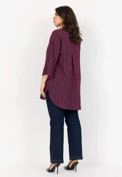 Wasabiconcept Vävd, randig skjorta Vinröd/Svart/Randig Online