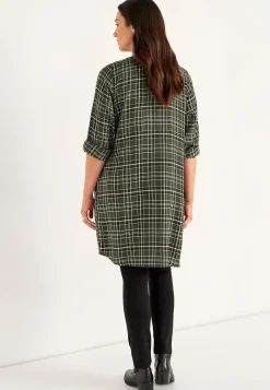 Cellbes of Sweden Vävd skjortklänning med fickor Grön/Rutig Best