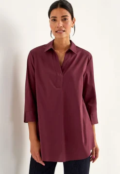 Cellbes of Sweden Vävd tunika i poplin Vinröd New