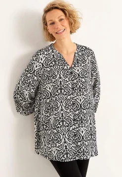 Cellbes of Sweden Vävd tunika med knappar Beige / Svart / Mönstrad Hot