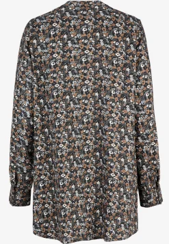 Cellbes of Sweden Vävd tunika med knappar Svart/Nougat/Blommig Discount