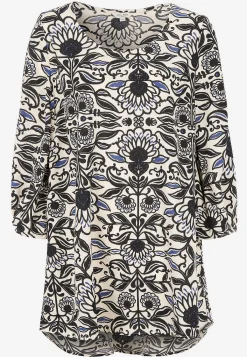 Cellbes of Sweden Vävd tunika med 3/4-ärmar Blå / Mönstrad Outlet