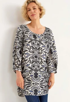 Cellbes of Sweden Vävd tunika med 3/4-ärmar Blå / Mönstrad Outlet