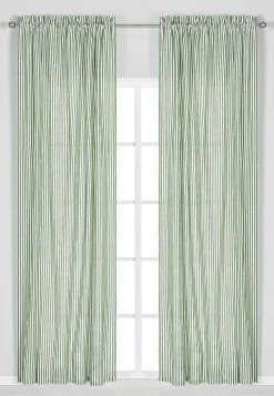 Cellbes of Sweden Vävda, randiga gardinlängder 2-pack Grön / Vit / Randig